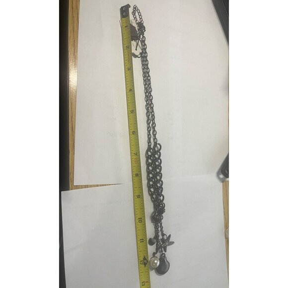 Venice Accessories Chain Link Necklace With Charms NWT Gunmetal Hardware - Picture 6 of 7